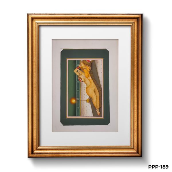 Miniature Painting Of Nude Potrait Of Mughal Harein Girl