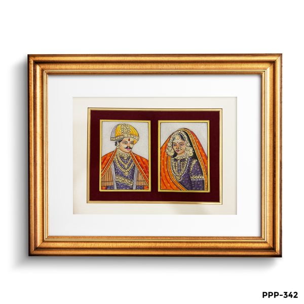 Marble Painting Of Hindu King And Queen