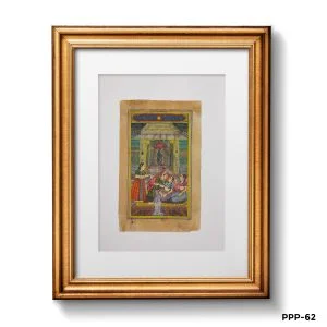 Miniature Painting Of Jahangir With 3 Courtesan