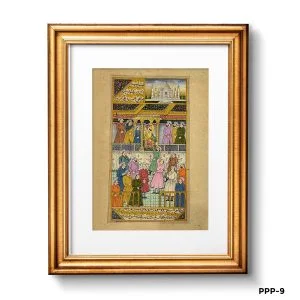 Miniature Painting Of Shajahan Overlooking The Taj Mahal