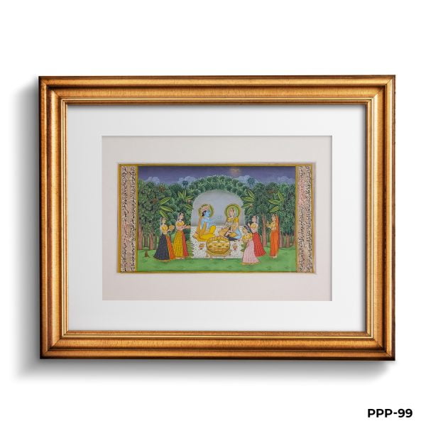 Miniature Painting Of Radha Krishna Having Chappan Bhog