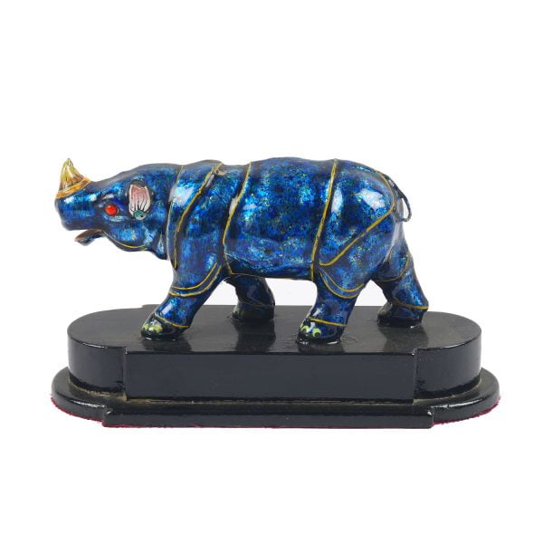 A figurine of mughal silver enamel rhinoceros