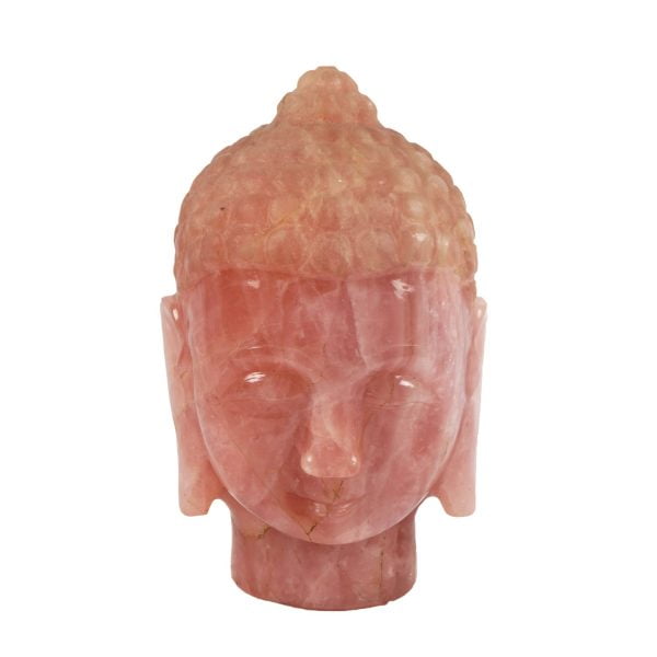 Very intricately carved budha head in rose quartz