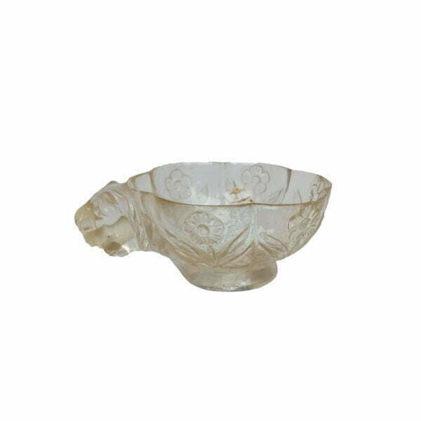 Antique Rock Crystal Bowl with Lion head